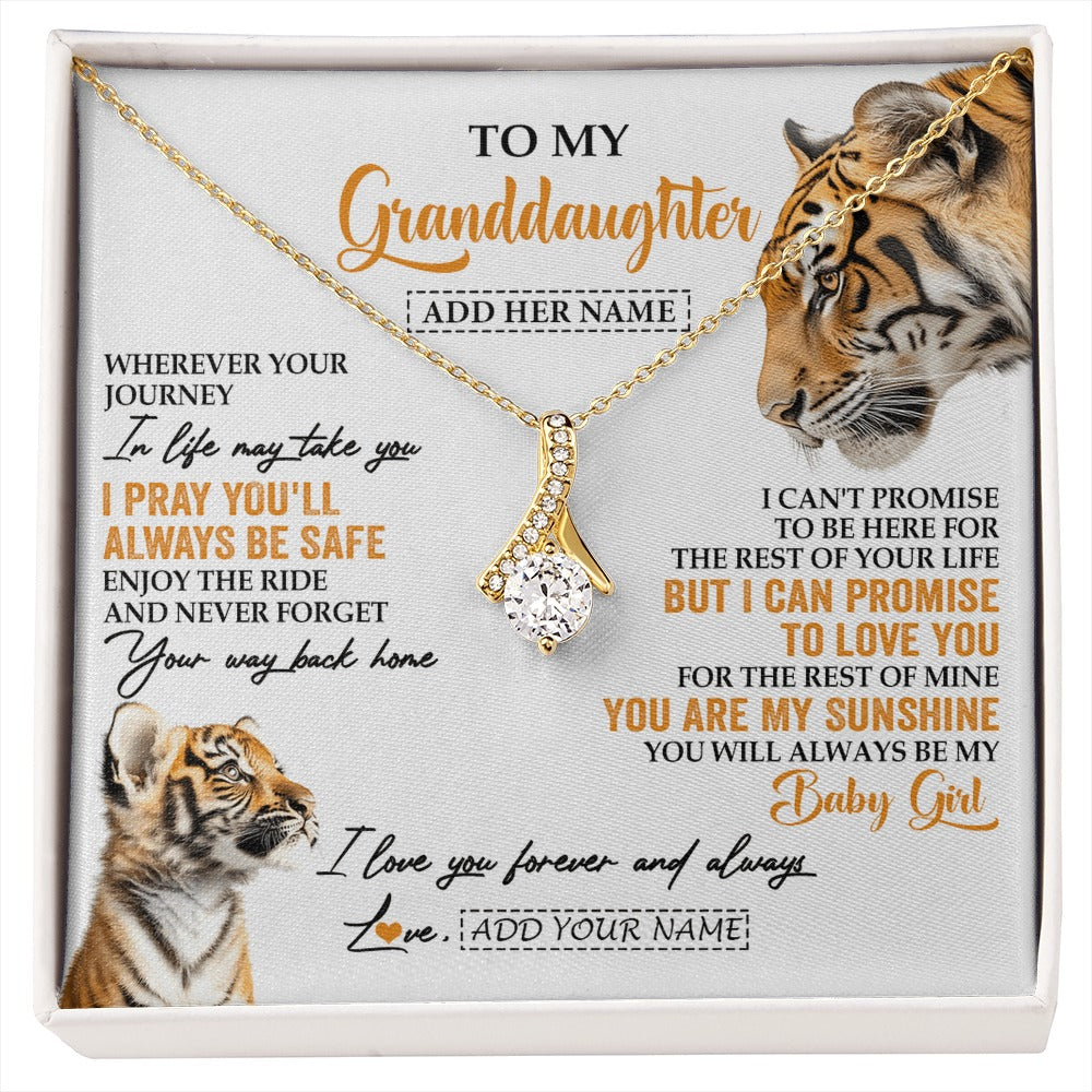 Alluring Beauty Necklace 18K Yellow Gold Finish | 1 | Personalized To My Granddaughter Gifts Necklace From Grandma Wherever Your Journey In Life Tiger Granddaughter Birthday Gifts Custom Gift Box Message Card | https://siriusteestore.