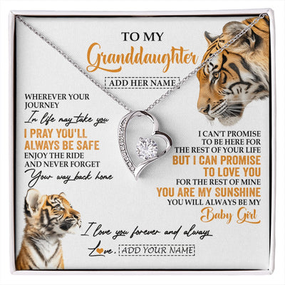 Forever Love Necklace 14K White Gold Finish | 1 | Personalized To My Granddaughter Gifts Necklace From Grandma Wherever Your Journey In Life Tiger Granddaughter Birthday Gifts Custom Gift Box Message Card | https://siriusteestore.