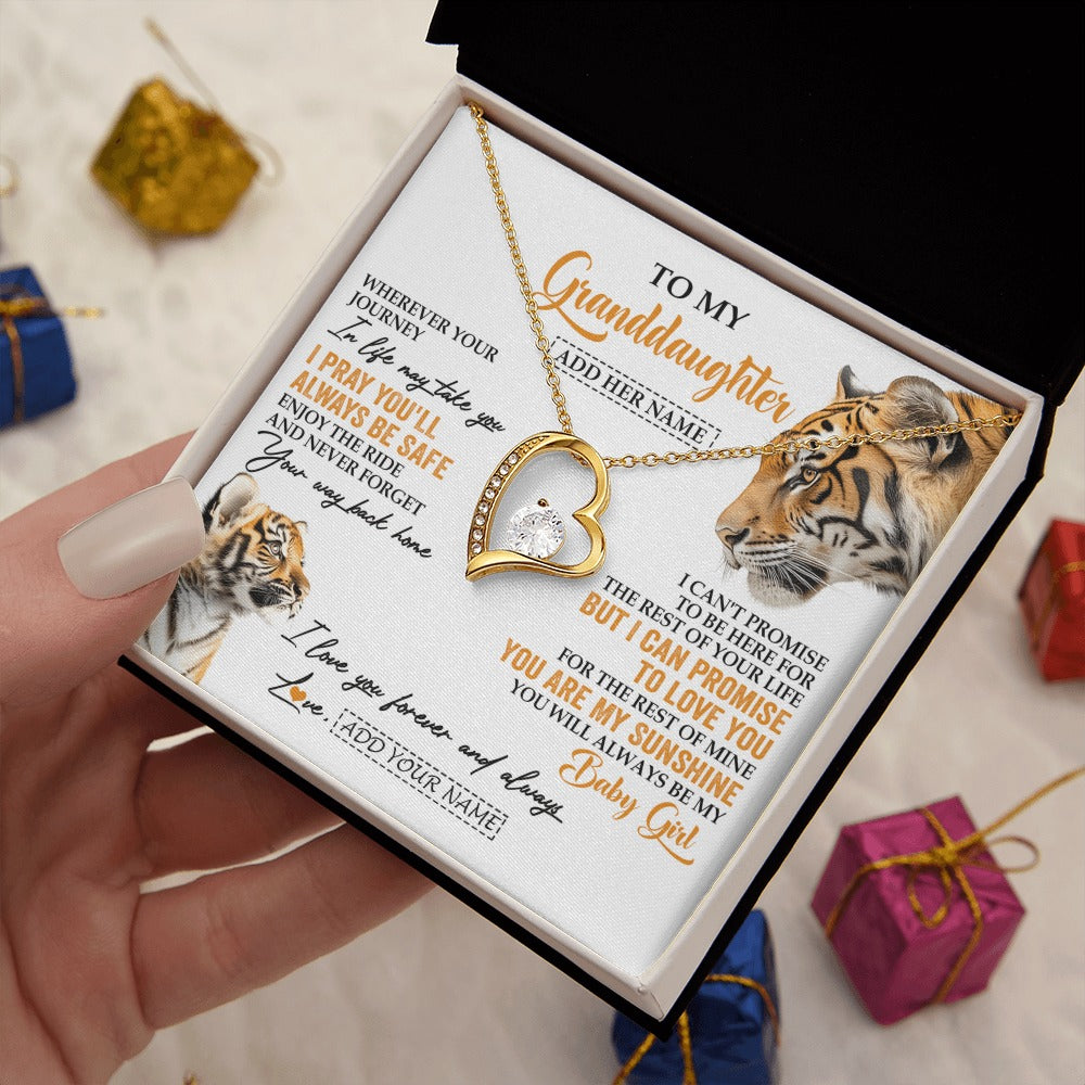 Forever Love Necklace 18K Yellow Gold Finish | 2 | Personalized To My Granddaughter Gifts Necklace From Grandma Wherever Your Journey In Life Tiger Granddaughter Birthday Gifts Custom Gift Box Message Card | https://siriusteestore.