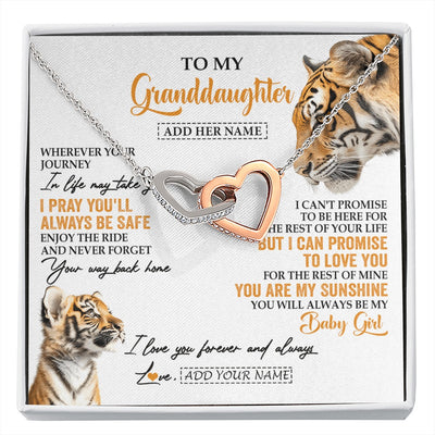 Interlocking Hearts Necklace Stainless Steel & Rose Gold Finish | 1 | Personalized To My Granddaughter Gifts Necklace From Grandma Wherever Your Journey In Life Tiger Granddaughter Birthday Gifts Custom Gift Box Message Card | https://siriusteestore.