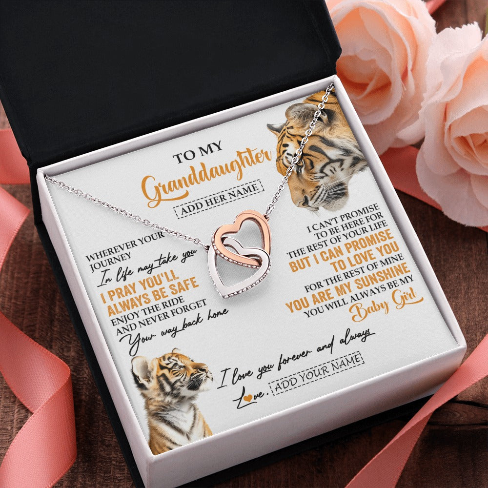 Interlocking Hearts Necklace Stainless Steel & Rose Gold Finish | 2 | Personalized To My Granddaughter Gifts Necklace From Grandma Wherever Your Journey In Life Tiger Granddaughter Birthday Gifts Custom Gift Box Message Card | https://siriusteestore.