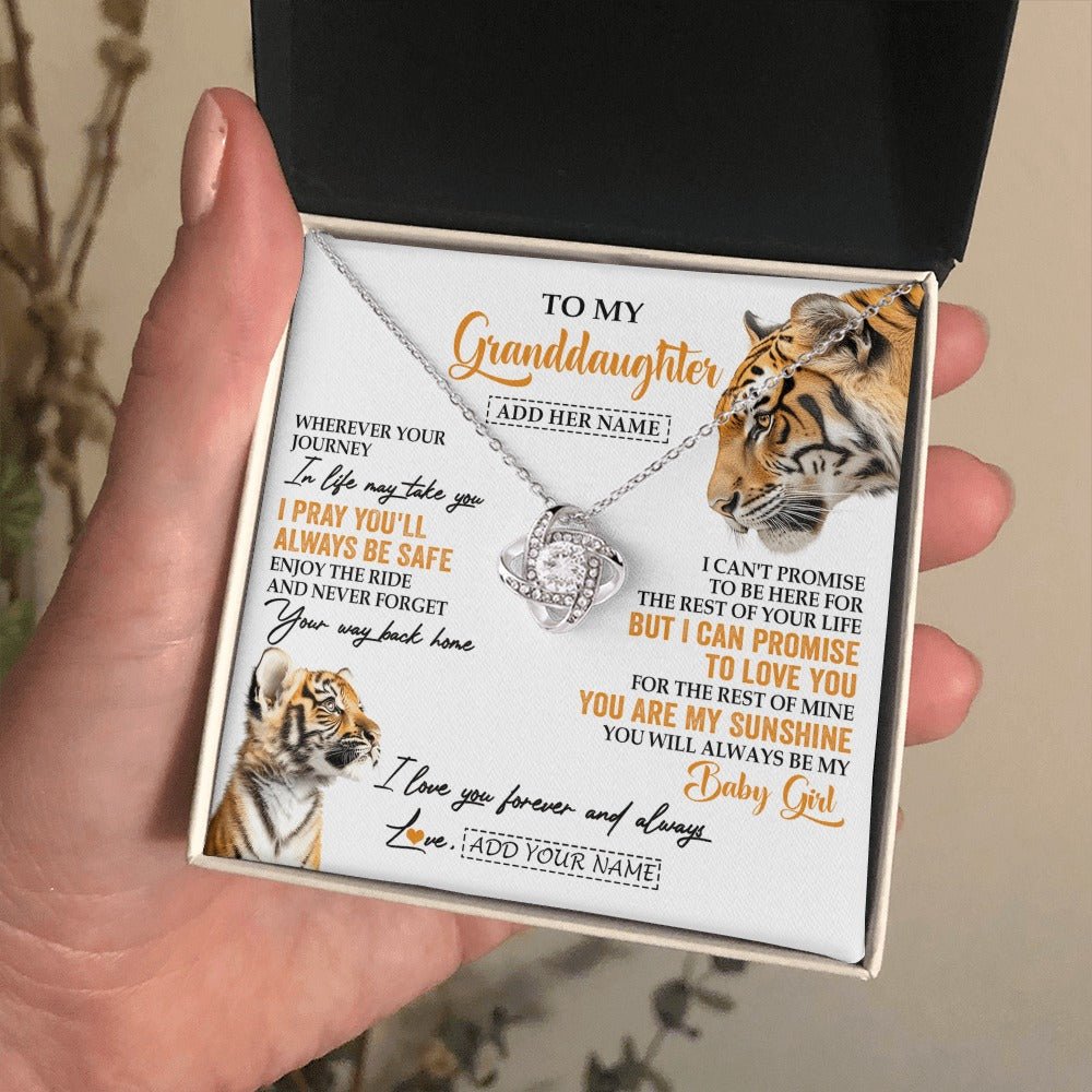 Love Knot Necklace 14K White Gold Finish | 2 | Personalized To My Granddaughter Gifts Necklace From Grandma Wherever Your Journey In Life Tiger Granddaughter Birthday Gifts Custom Gift Box Message Card | https://siriusteestore.