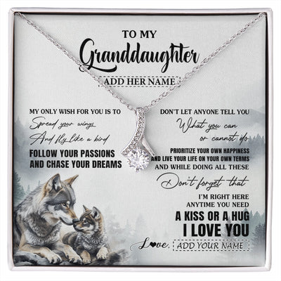 Alluring Beauty Necklace 14K White Gold Finish | 1 | Personalized To My Granddaughter Gifts Necklace From Grandma Wolf My Only Wish For You Granddaughter Birthday Gifts Graduation Christmas Gift Box Message Card | https://siriusteestore.