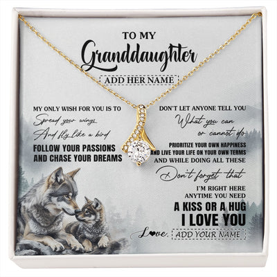 Alluring Beauty Necklace 18K Yellow Gold Finish | 1 | Personalized To My Granddaughter Gifts Necklace From Grandma Wolf My Only Wish For You Granddaughter Birthday Gifts Graduation Christmas Gift Box Message Card | https://siriusteestore.