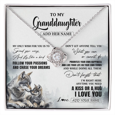 Love Knot Necklace 14K White Gold Finish | 1 | Personalized To My Granddaughter Gifts Necklace From Grandma Wolf My Only Wish For You Granddaughter Birthday Gifts Graduation Christmas Gift Box Message Card | https://siriusteestore.