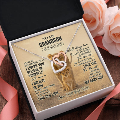 Interlocking Hearts Necklace Stainless Steel & Rose Gold Finish | 2 | Personalized To My Granddaughter Gifts Necklace From Grandpa Always Remember Lion Gifts For Granddaughter Birthday Graduation Christmas Gift Box Message Card | https://siriusteestore.