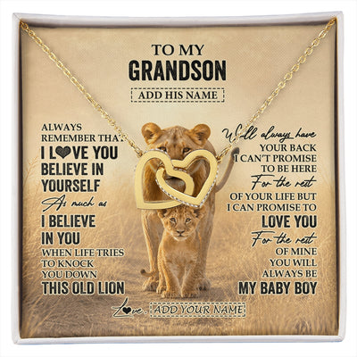 Interlocking Hearts Necklace 18K Yellow Gold Finish | 1 | Personalized To My Granddaughter Gifts Necklace From Grandpa Always Remember Lion Gifts For Granddaughter Birthday Graduation Christmas Gift Box Message Card | https://siriusteestore.