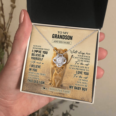 Love Knot Necklace 14K White Gold Finish | 2 | Personalized To My Granddaughter Gifts Necklace From Grandpa Always Remember Lion Gifts For Granddaughter Birthday Graduation Christmas Gift Box Message Card | https://siriusteestore.