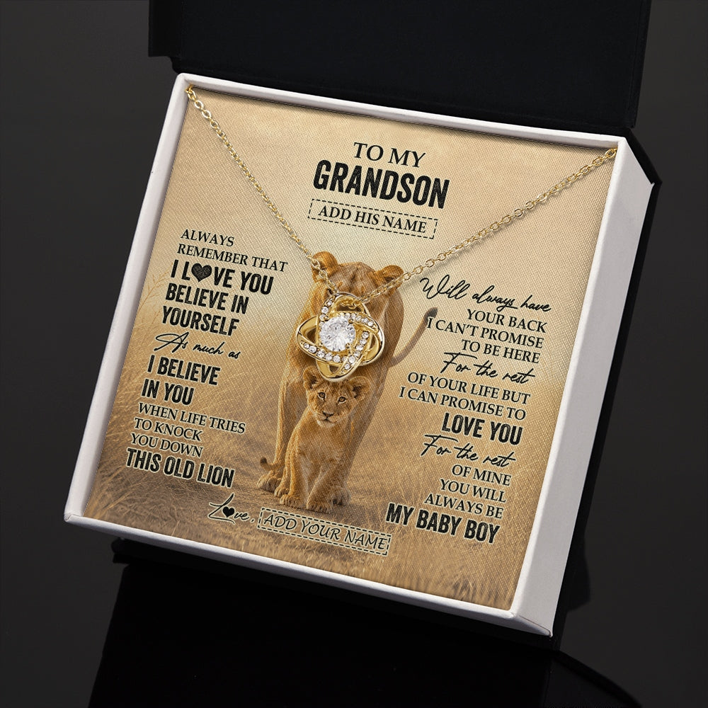 Love Knot Necklace 18K Yellow Gold Finish | 2 | Personalized To My Granddaughter Gifts Necklace From Grandpa Always Remember Lion Gifts For Granddaughter Birthday Graduation Christmas Gift Box Message Card | https://siriusteestore.