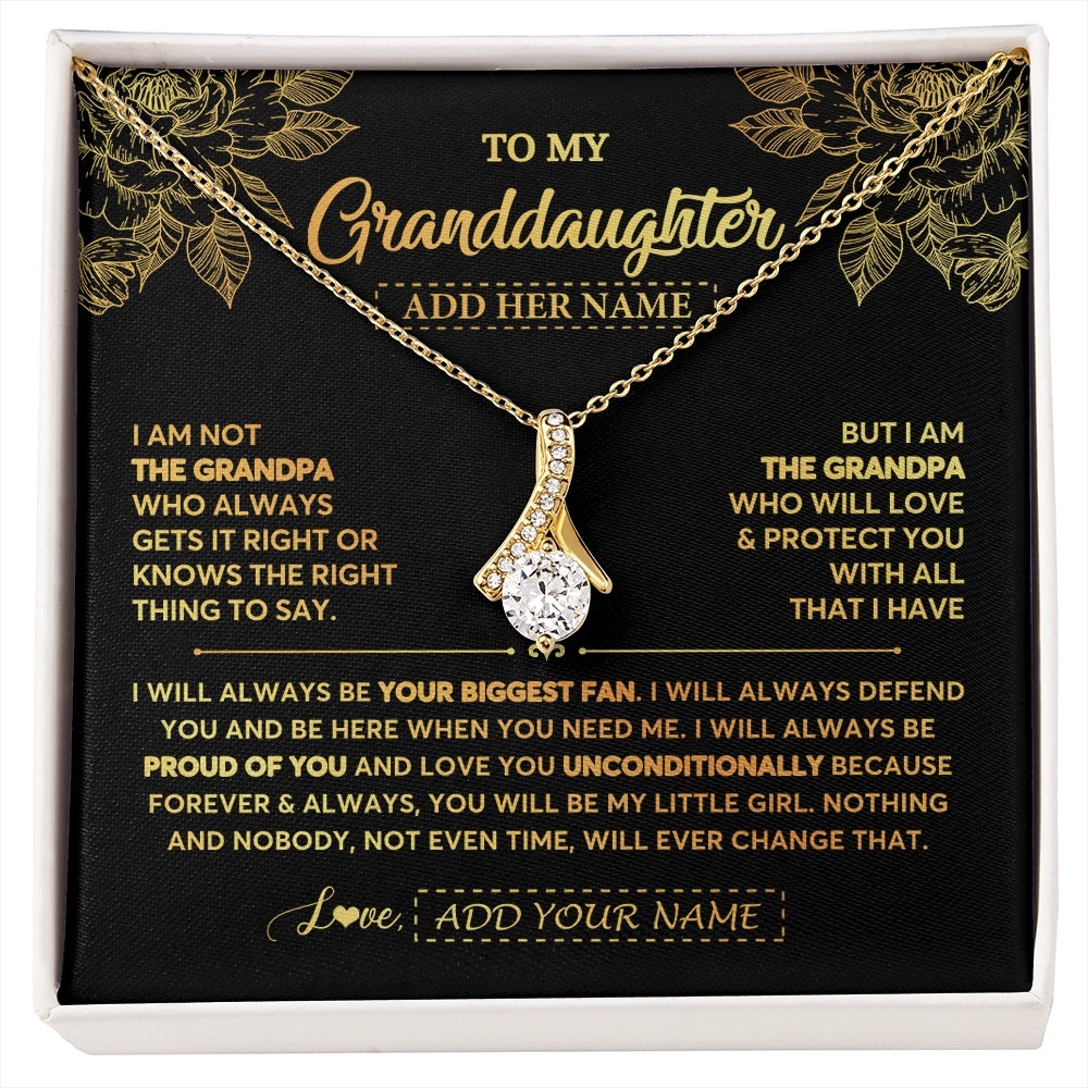 Alluring Beauty Necklace 18K Yellow Gold Finish | 1 | Personalized To My Granddaughter Gifts Necklace From Grandpa Meaningful Family Jewelry Birthday Gifts For Granddaughter Christmas Custom Gift Box Message Card | https://siriusteestore.