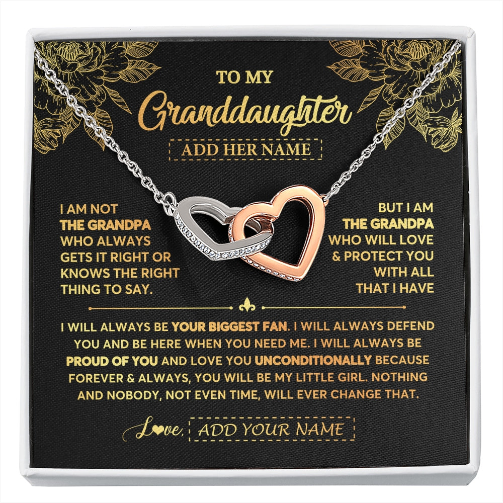 Interlocking Hearts Necklace Stainless Steel & Rose Gold Finish | 1 | Personalized To My Granddaughter Gifts Necklace From Grandpa Meaningful Family Jewelry Birthday Gifts For Granddaughter Christmas Custom Gift Box Message Card | https://siriusteestore.