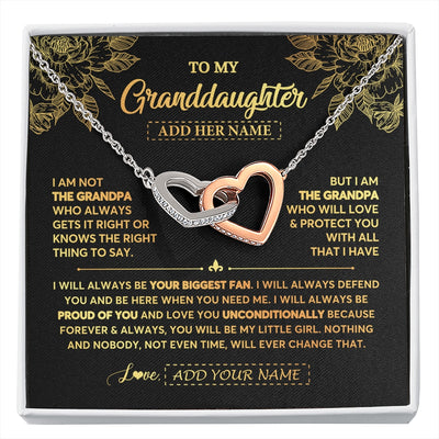 Interlocking Hearts Necklace Stainless Steel & Rose Gold Finish | 1 | Personalized To My Granddaughter Gifts Necklace From Grandpa Meaningful Family Jewelry Birthday Gifts For Granddaughter Christmas Custom Gift Box Message Card | https://siriusteestore.
