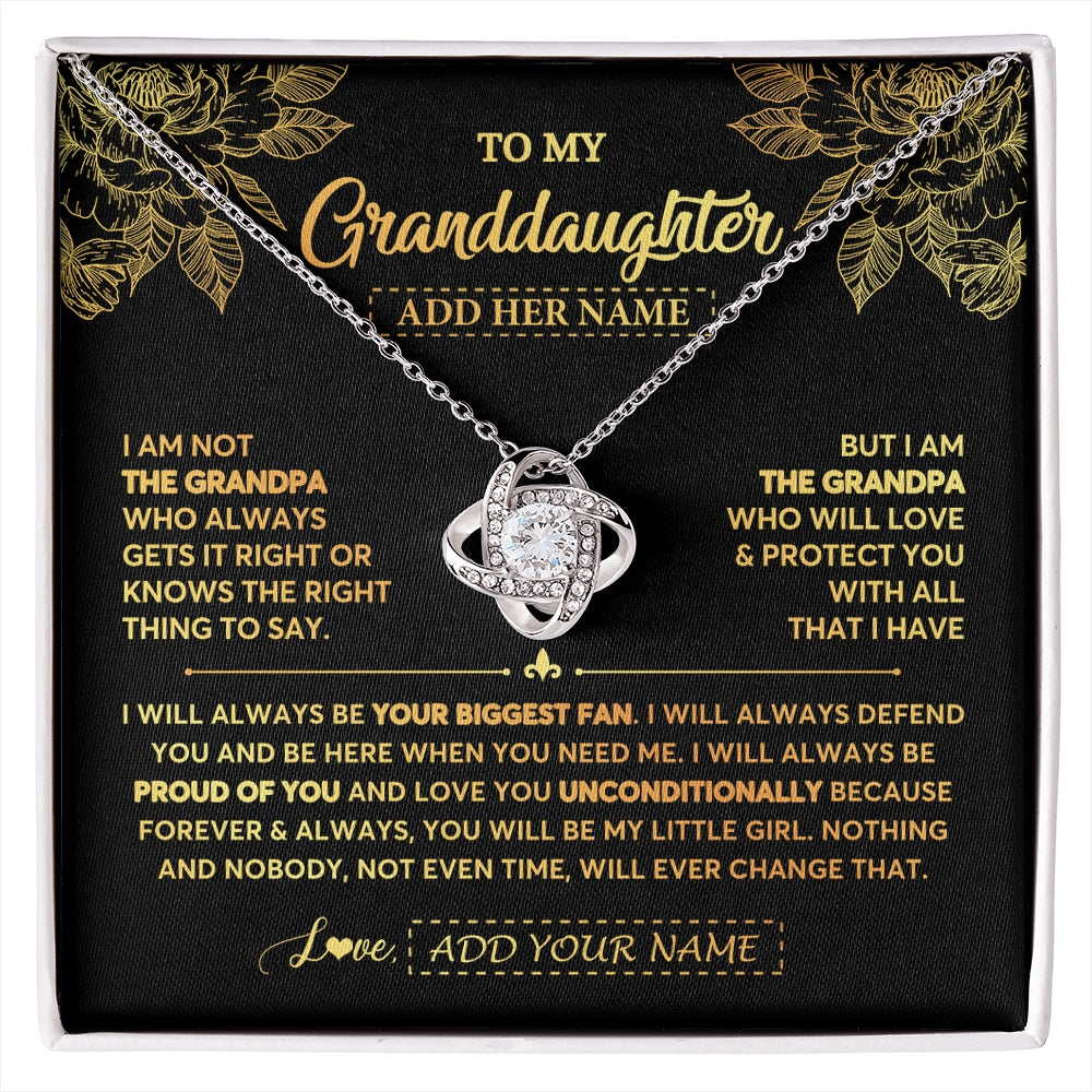 Love Knot Necklace 14K White Gold Finish | 1 | Personalized To My Granddaughter Gifts Necklace From Grandpa Meaningful Family Jewelry Birthday Gifts For Granddaughter Christmas Custom Gift Box Message Card | https://siriusteestore.