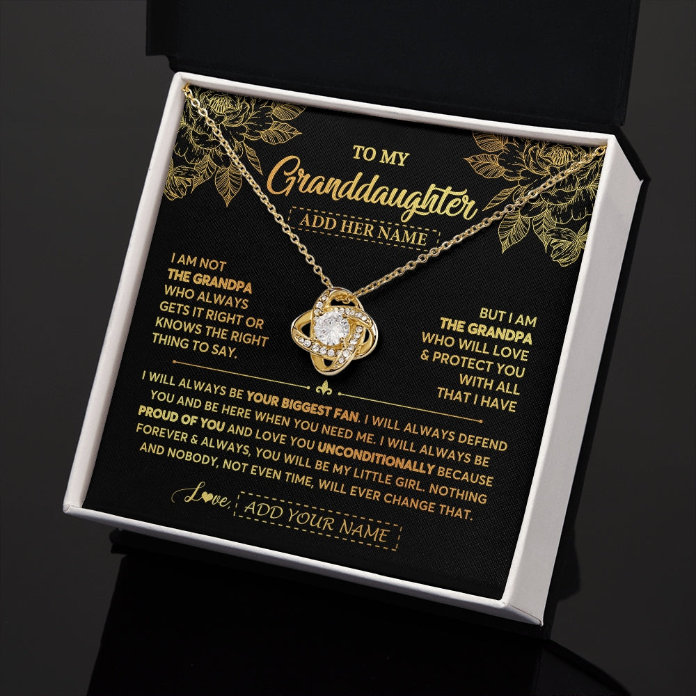 Love Knot Necklace 18K Yellow Gold Finish | 2 | Personalized To My Granddaughter Gifts Necklace From Grandpa Meaningful Family Jewelry Birthday Gifts For Granddaughter Christmas Custom Gift Box Message Card | https://siriusteestore.