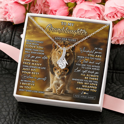 Alluring Beauty Necklace 14K White Gold Finish | 2 | Personalized To My Granddaughter Gifts Necklace From Grandpa Never Forget How Much I Love You Lion Granddaughter Birthday Gifts Christmas Gift Box Message Card | https://siriusteestore.