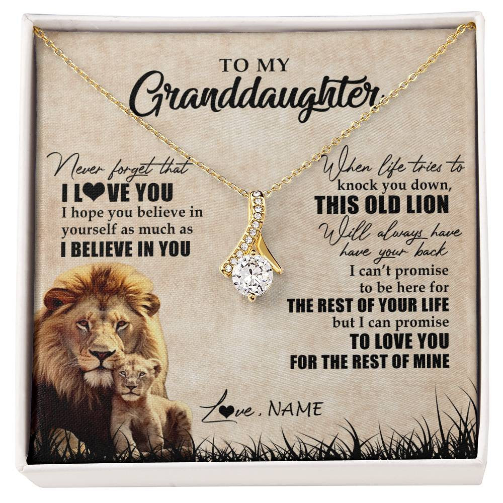 Alluring Beauty Necklace 18K Yellow Gold Finish | Personalized To My Granddaughter Gifts Necklace From Grandpa Old Lion Granddaughter Jewelry Birthday Graduation Christmas Customized Gift Box Message Card | siriusteestore