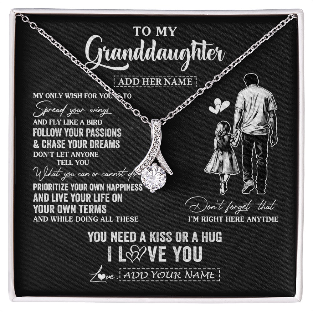 Alluring Beauty Necklace 14K White Gold Finish | 1 | Personalized To My Granddaughter Gifts Necklace From Grandpa Papa My Only Wish For You Granddaughter Birthday Gifts Graduation Christmas Gift Box Message Card | siriusteestore.myshopify