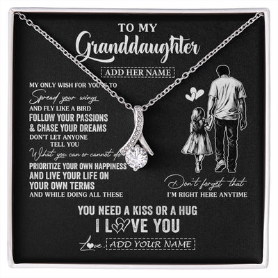 Alluring Beauty Necklace 14K White Gold Finish | 1 | Personalized To My Granddaughter Gifts Necklace From Grandpa Papa My Only Wish For You Granddaughter Birthday Gifts Graduation Christmas Gift Box Message Card | siriusteestore.myshopify