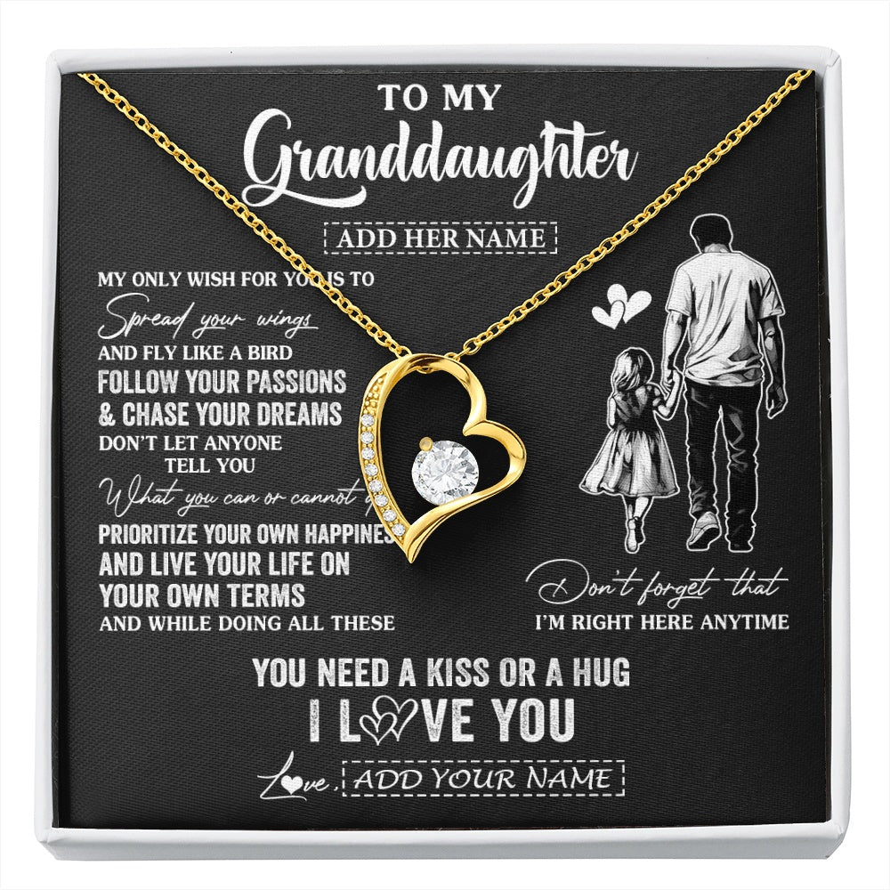 Forever Love Necklace 18K Yellow Gold Finish | 1 | Personalized To My Granddaughter Gifts Necklace From Grandpa Papa My Only Wish For You Granddaughter Birthday Gifts Graduation Christmas Gift Box Message Card | siriusteestore.myshopify