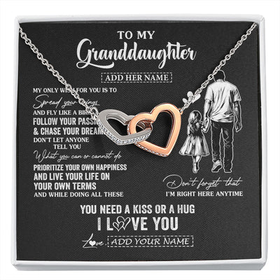 Interlocking Hearts Necklace Stainless Steel & Rose Gold Finish | 1 | Personalized To My Granddaughter Gifts Necklace From Grandpa Papa My Only Wish For You Granddaughter Birthday Gifts Graduation Christmas Gift Box Message Card | siriusteestore.myshopify