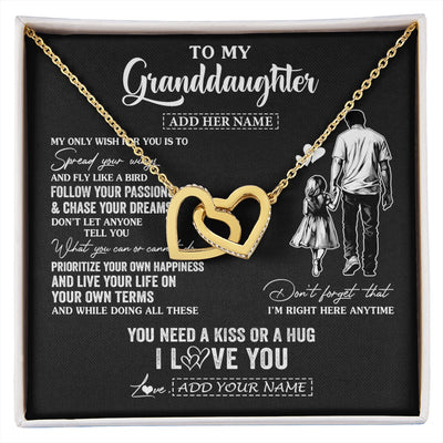 Interlocking Hearts Necklace 18K Yellow Gold Finish | 1 | Personalized To My Granddaughter Gifts Necklace From Grandpa Papa My Only Wish For You Granddaughter Birthday Gifts Graduation Christmas Gift Box Message Card | siriusteestore.myshopify
