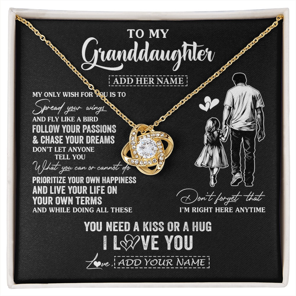 Love Knot Necklace 18K Yellow Gold Finish | 1 | Personalized To My Granddaughter Gifts Necklace From Grandpa Papa My Only Wish For You Granddaughter Birthday Gifts Graduation Christmas Gift Box Message Card | siriusteestore.myshopify