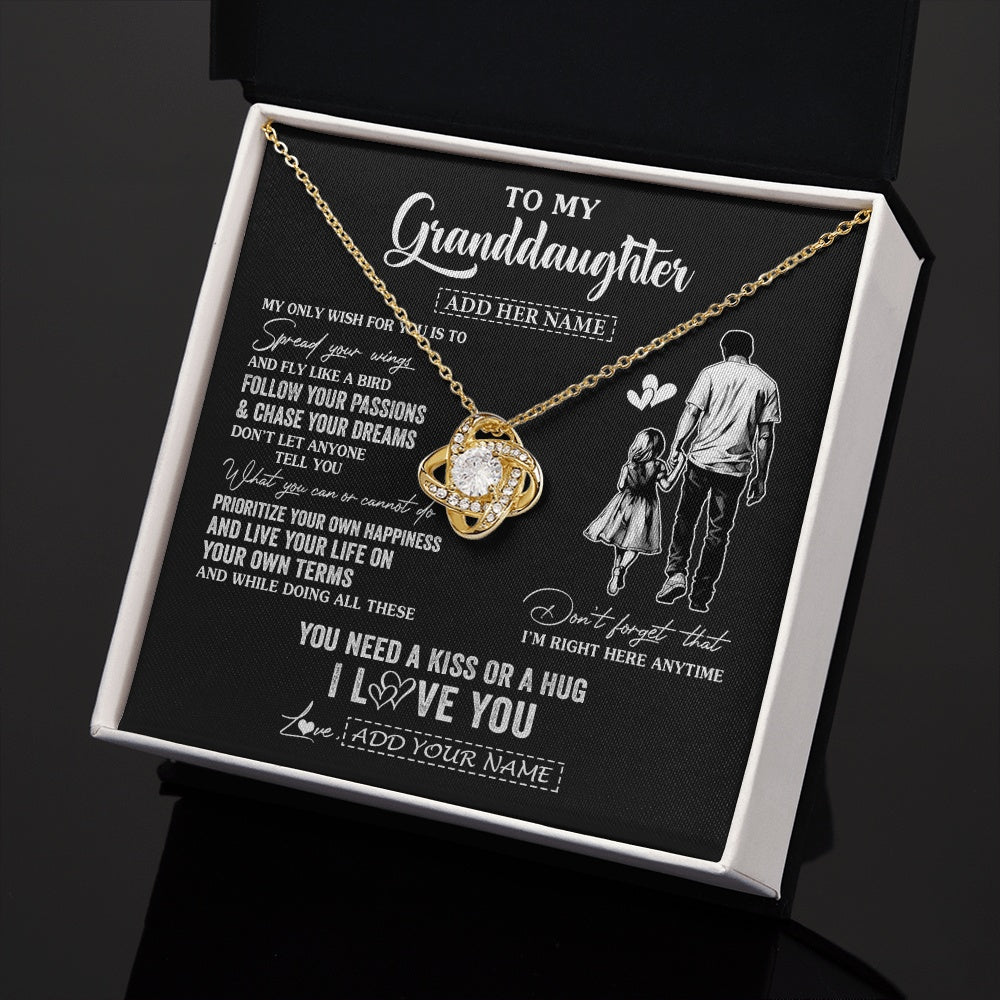 Love Knot Necklace 18K Yellow Gold Finish | 2 | Personalized To My Granddaughter Gifts Necklace From Grandpa Papa My Only Wish For You Granddaughter Birthday Gifts Graduation Christmas Gift Box Message Card | siriusteestore.myshopify
