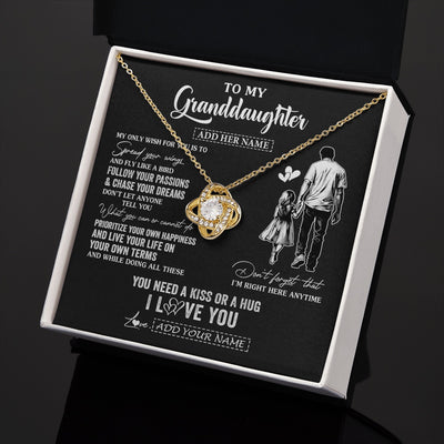Love Knot Necklace 18K Yellow Gold Finish | 2 | Personalized To My Granddaughter Gifts Necklace From Grandpa Papa My Only Wish For You Granddaughter Birthday Gifts Graduation Christmas Gift Box Message Card | siriusteestore.myshopify