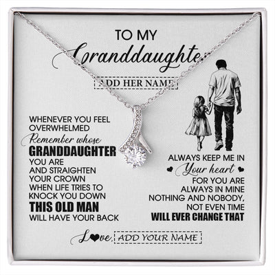 Alluring Beauty Necklace 14K White Gold Finish | 1 | Personalized To My Granddaughter Gifts Necklace From Grandpa Papa Whenever Man Unique Birthday Gifts For Granddaughter Christmas Gift Box Message Card | siriusteestore.myshopify