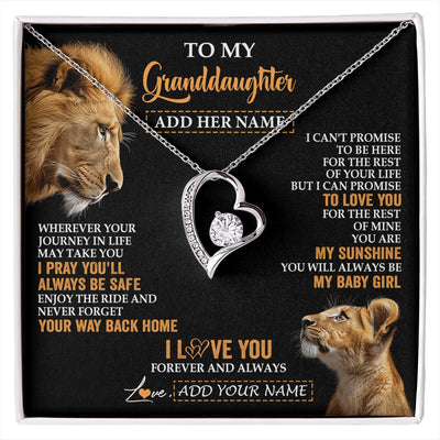 Forever Love Necklace 14K White Gold Finish | 1 | Personalized To My Granddaughter Gifts Necklace From Grandpa Wherever Your Journey In Life Lion Granddaughter Birthday Gifts Christmas Gift Box Message Card | https://siriusteestore.