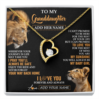 Forever Love Necklace 18K Yellow Gold Finish | 1 | Personalized To My Granddaughter Gifts Necklace From Grandpa Wherever Your Journey In Life Lion Granddaughter Birthday Gifts Christmas Gift Box Message Card | https://siriusteestore.