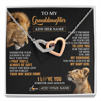 Interlocking Hearts Necklace Stainless Steel & Rose Gold Finish | 1 | Personalized To My Granddaughter Gifts Necklace From Grandpa Wherever Your Journey In Life Lion Granddaughter Birthday Gifts Christmas Gift Box Message Card | https://siriusteestore.