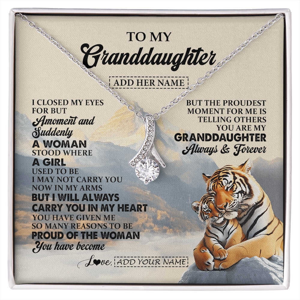Alluring Beauty Necklace 14K White Gold Finish | 1 | Personalized To My Granddaughter Gifts Necklace Tiger From Grandma Grandpa You Are My Granddaughter Birthday Gifts Graduation Christmas Gift Box Message Card | https://siriusteestore.