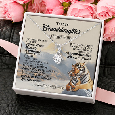 Alluring Beauty Necklace 14K White Gold Finish | 2 | Personalized To My Granddaughter Gifts Necklace Tiger From Grandma Grandpa You Are My Granddaughter Birthday Gifts Graduation Christmas Gift Box Message Card | https://siriusteestore.