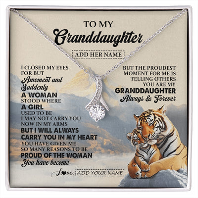 Alluring Beauty Necklace 14K White Gold Finish | 1 | Personalized To My Granddaughter Gifts Necklace Tiger From Grandma Grandpa You Are My Granddaughter Birthday Gifts Graduation Christmas Gift Box Message Card | https://siriusteestore.
