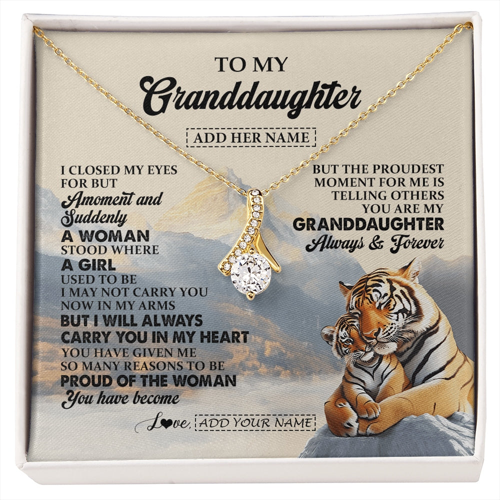 Alluring Beauty Necklace 18K Yellow Gold Finish | 1 | Personalized To My Granddaughter Gifts Necklace Tiger From Grandma Grandpa You Are My Granddaughter Birthday Gifts Graduation Christmas Gift Box Message Card | https://siriusteestore.