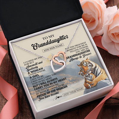 Interlocking Hearts Necklace Stainless Steel & Rose Gold Finish | 2 | Personalized To My Granddaughter Gifts Necklace Tiger From Grandma Grandpa You Are My Granddaughter Birthday Gifts Graduation Christmas Gift Box Message Card | https://siriusteestore.
