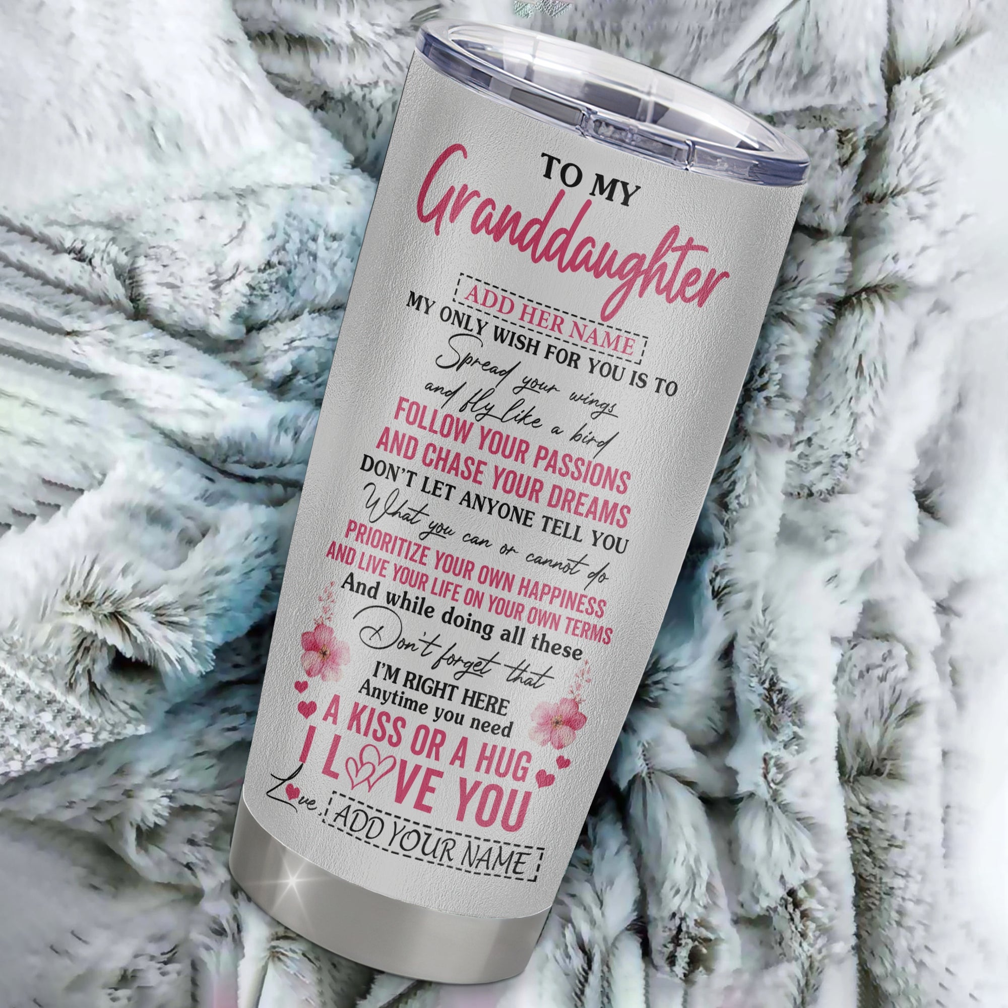 Personalized To My Granddaughter Gifts Tumbler From Grandma Butterfly My Only Wish For You Granddaughter Birthday Gifts Graduation Christmas Custom Stainless Steel Mug | siriusteestore