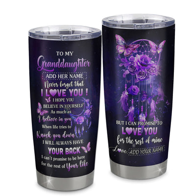 Personalized To My Granddaughter Gifts Tumbler From Grandma Floral Butterfly Love You Granddaughter Birthday Gifts Graduation Christmas Custom Stainless Steel Mug | siriusteestore