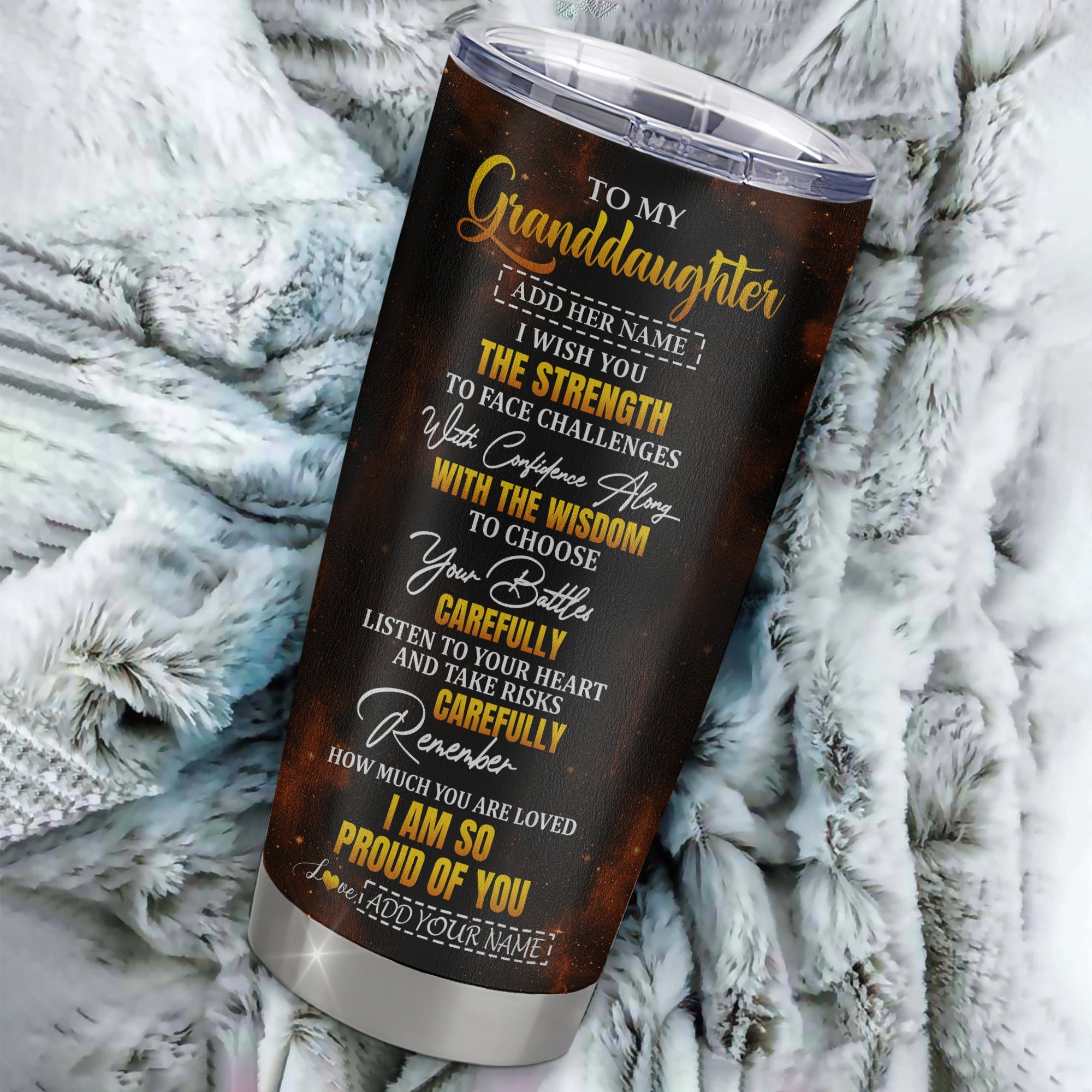 Personalized To My Granddaughter Gifts Tumbler From Grandma Grandpa I Wish You The Strength Eagle Granddaughter Birthday Gifts Christmas Custom Stainless Steel Mug | siriusteestore
