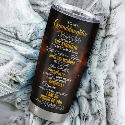 Personalized To My Granddaughter Gifts Tumbler From Grandma Grandpa I Wish You The Strength Horse Granddaughter Birthday Gifts Christmas Custom Stainless Steel Mug | siriusteestore