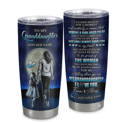 Personalized To My Granddaughter Gifts Tumbler From Grandma Nana I Closed My Eyes For A Moment Granddaughter Birthday Graduation Christmas Custom Stainless Steel Mug | siriusteestore