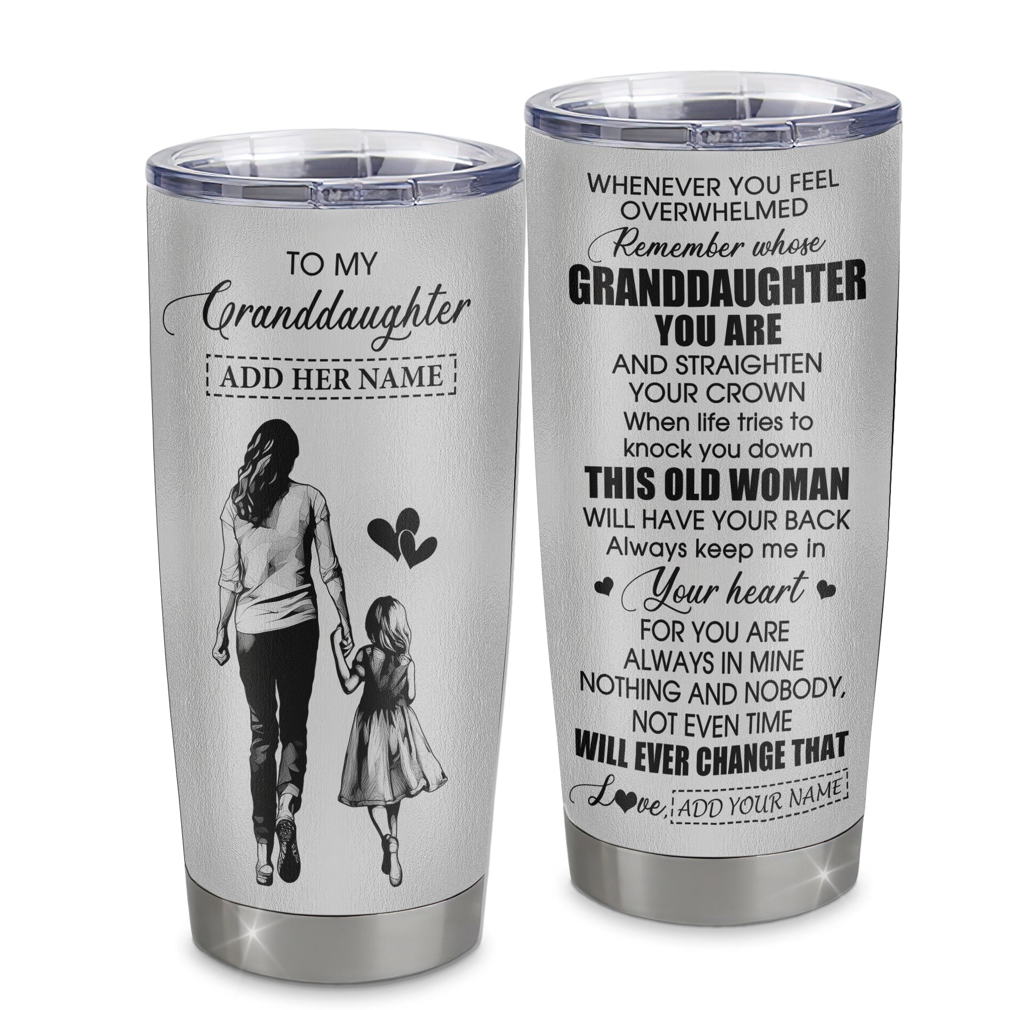 Personalized To My Granddaughter Gifts Tumbler From Grandma Nana Whenever Woman Unique Birthday Gifts For Granddaughter Graduation Christmas Custom Stainless Steel Mug | siriusteestore