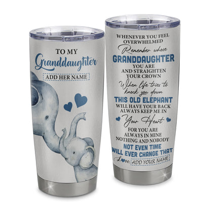 Personalized To My Granddaughter Gifts Tumbler From Grandma Whenever Elephant Unique Birthday Gifts For Granddaughter Graduation Christmas Custom Stainless Steel Mug | siriusteestore