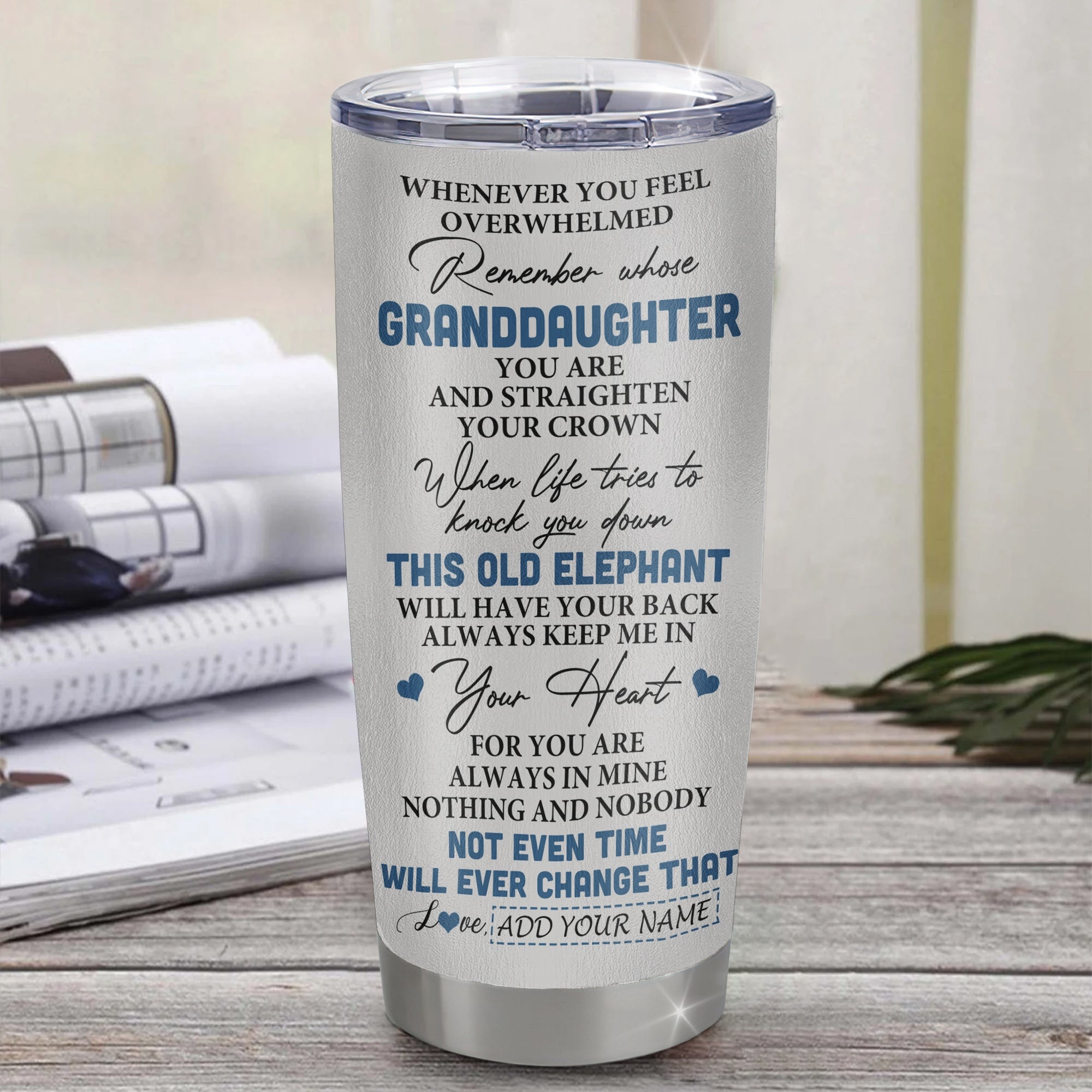 Personalized To My Granddaughter Gifts Tumbler From Grandma Whenever Elephant Unique Birthday Gifts For Granddaughter Graduation Christmas Custom Stainless Steel Mug | siriusteestore