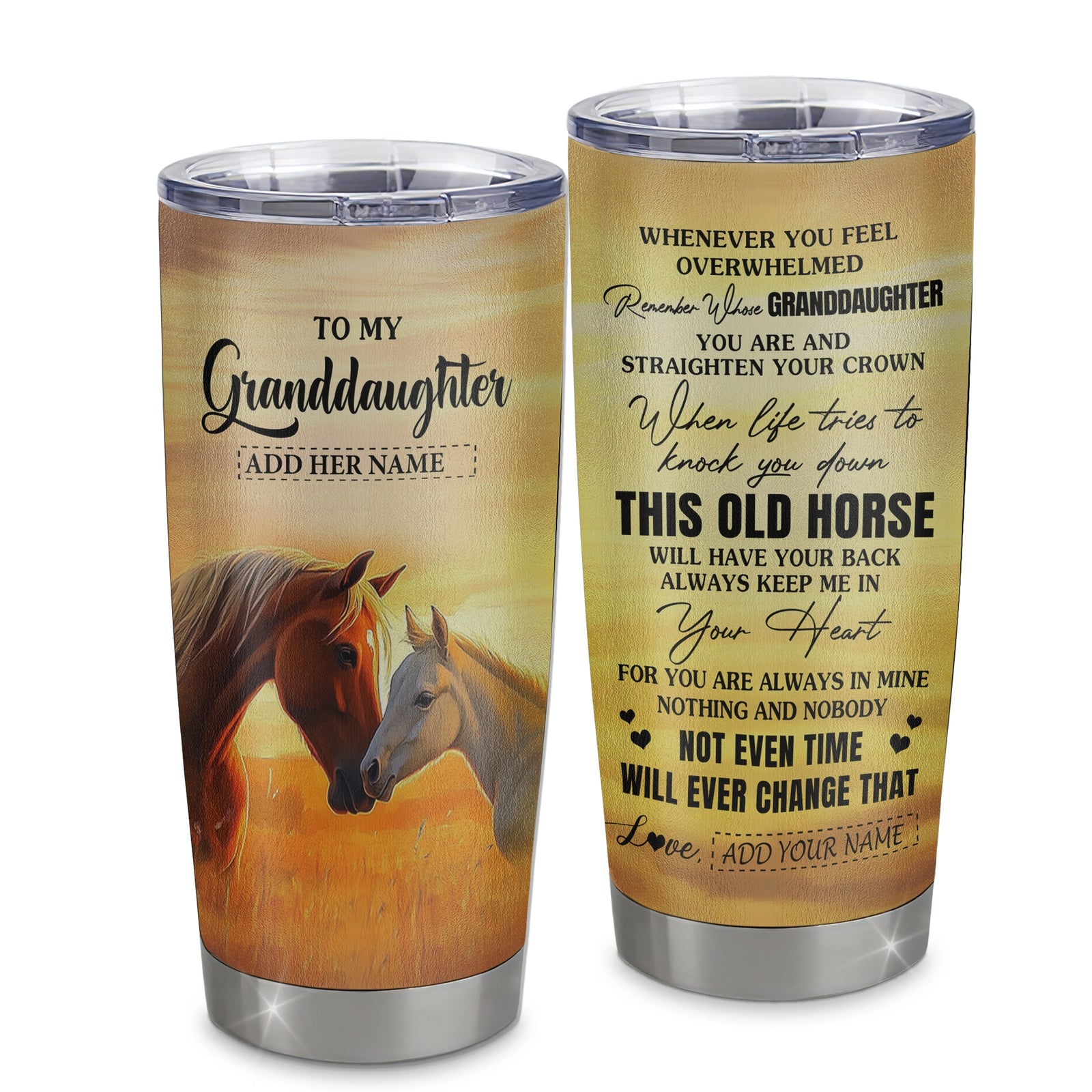 Personalized To My Granddaughter Gifts Tumbler From Grandma Whenever Horse Unique Birthday Gifts For Granddaughter Graduation Christmas Custom Stainless Steel Cup Mug | siriusteestore