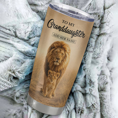 Personalized To My Granddaughter Gifts Tumbler From Grandpa Papa Always Remember Lion Gifts For Granddaughter Birthday Graduation Christmas Custom Stainless Steel Mug | siriusteestore