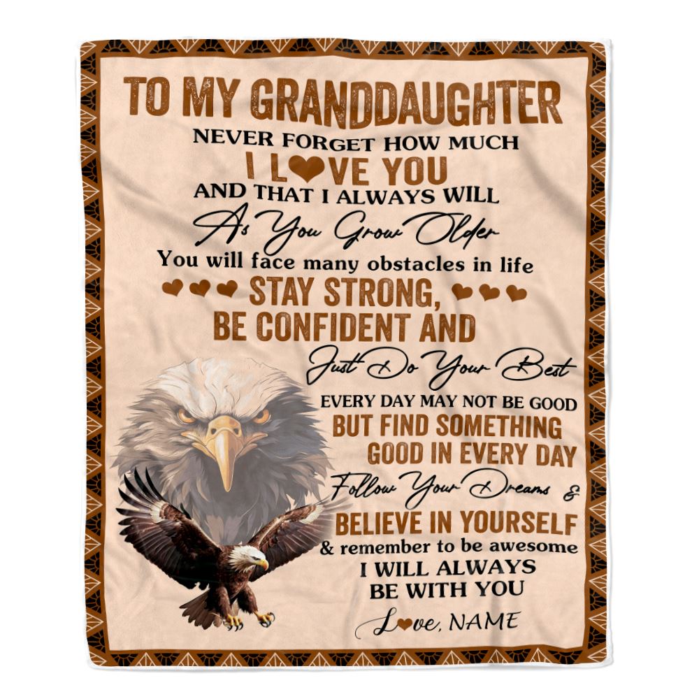 Personalized To My Granddaughter I Love You Forever Blanket From Grandma Grandpa Eagle Granddaughter Birthday Gifts Graduation Christmas Fleece Throw Blanket | siriusteestore