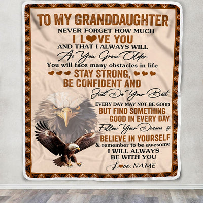 Personalized To My Granddaughter I Love You Forever Blanket From Grandma Grandpa Eagle Granddaughter Birthday Gifts Graduation Christmas Fleece Throw Blanket | siriusteestore