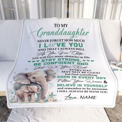 Personalized To My Granddaughter I Love You Forever Blanket From Grandma Grandpa Elephant Granddaughter Birthday Gifts Graduation Christmas Fleece Blanket | siriusteestore